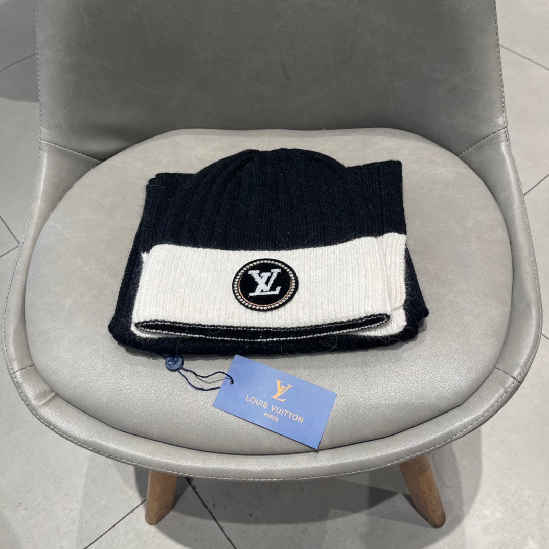 Conjunto LV [conjunto de bufanda y gorro de lana] gorro + bufanda. ¡Cálido y súper cómodo! Para chicas y chicos de invi…