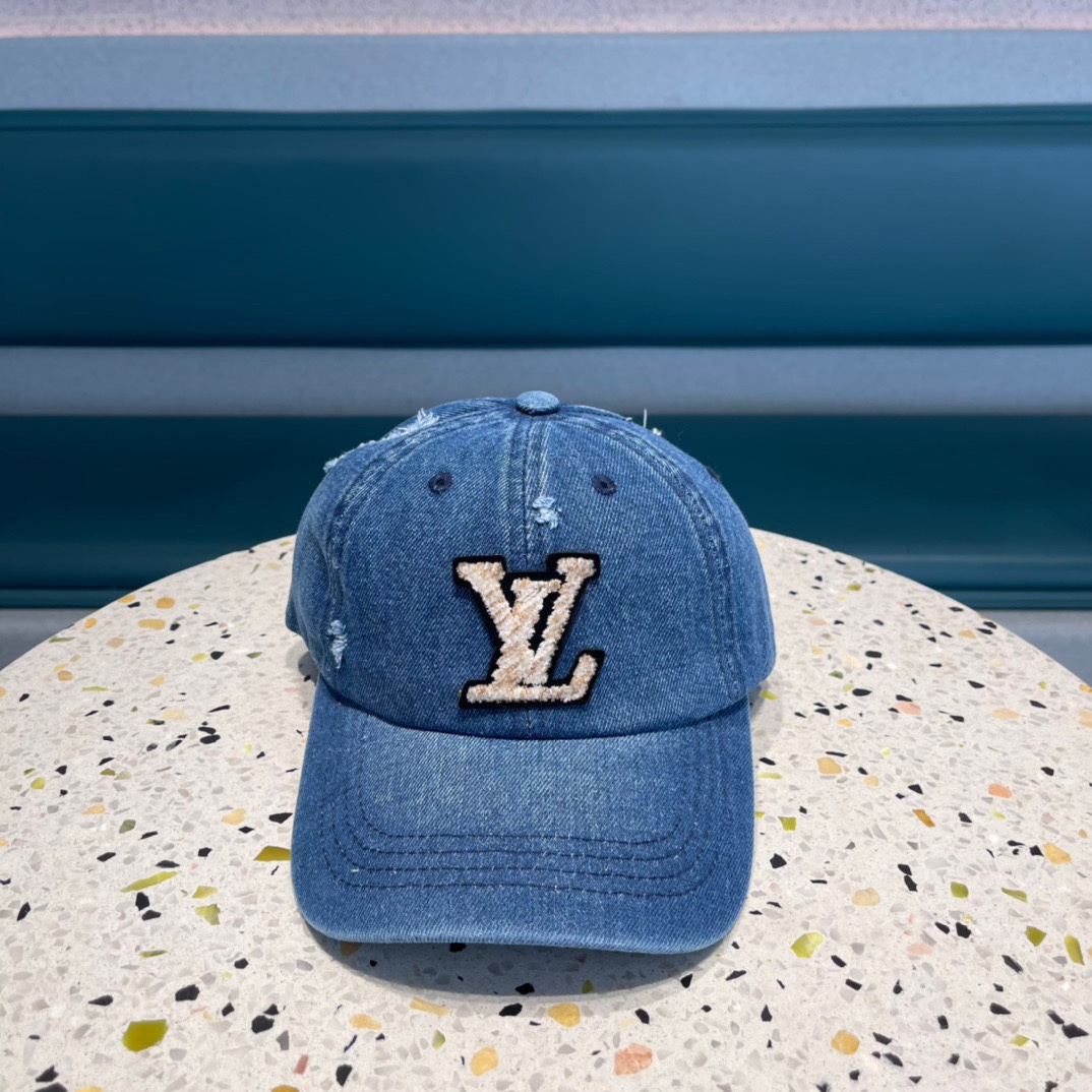 Lv Louis Vuitton nuevo sombrero de béisbol con lavado a la piedra y bordado, sincronizado con tienda. Nuevo modelo disp…