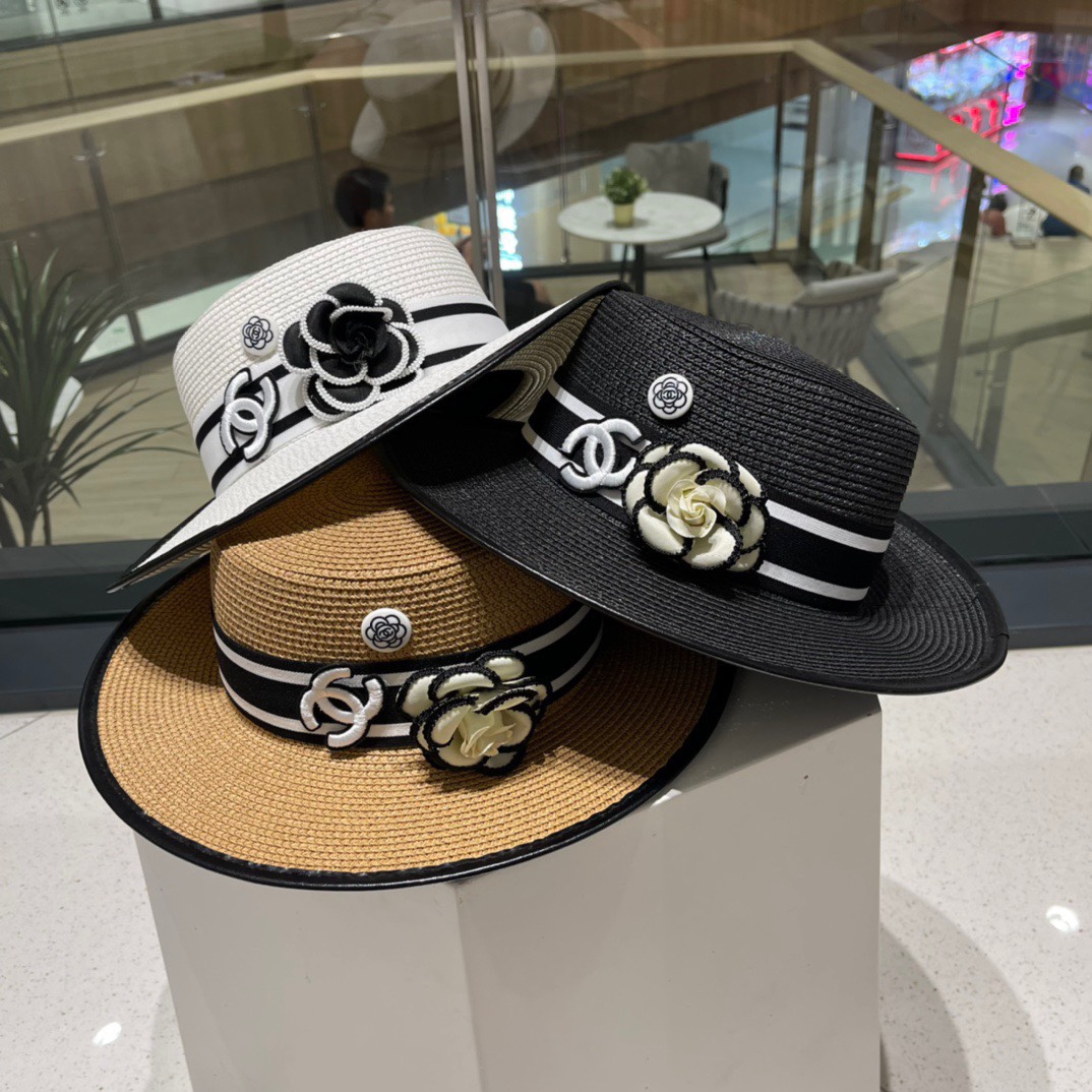 【Chanel香奈儿】Sombrero de paja de camelia de nueva colección 2024, sencillo y elegante, un accesorio versátil. El sombrero…