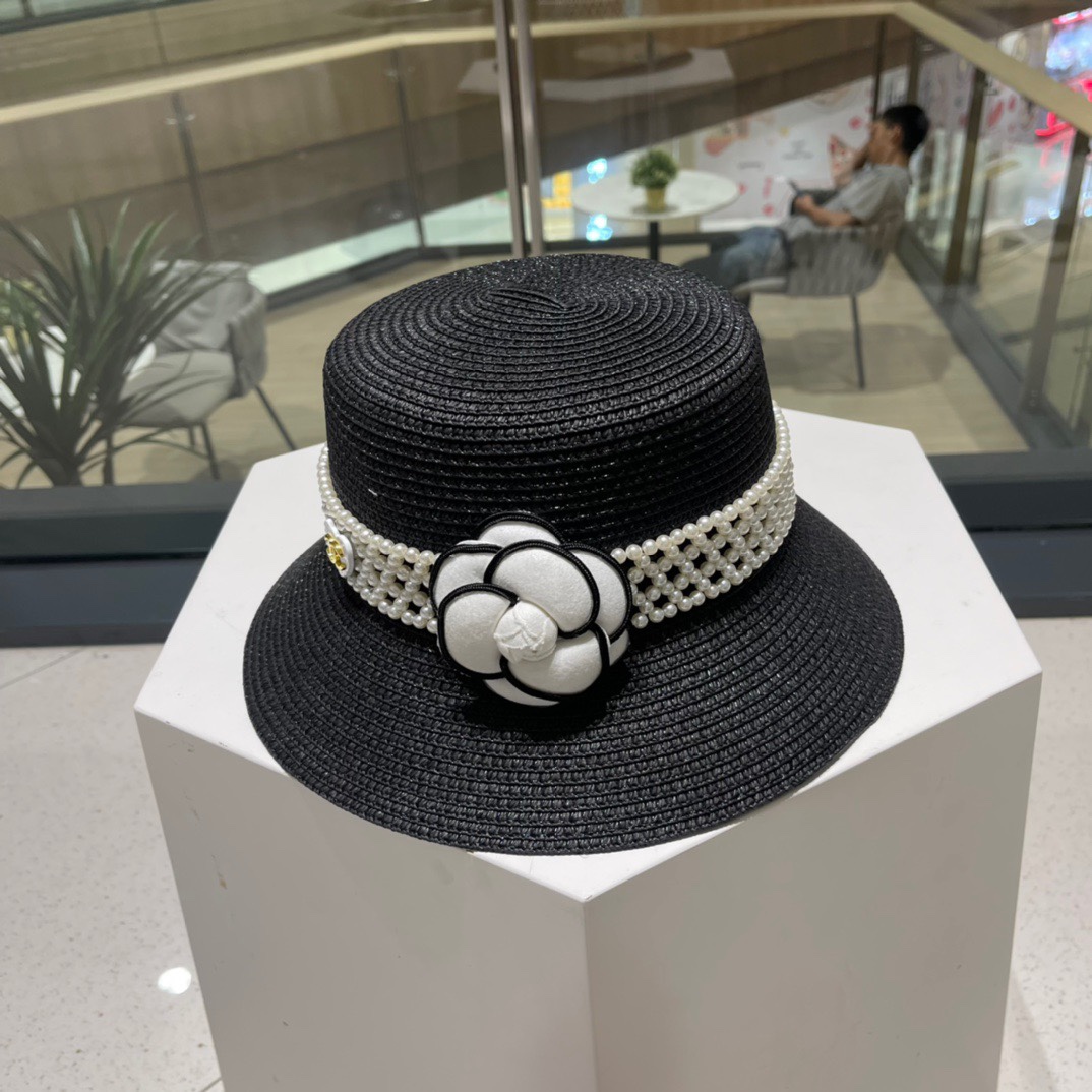 Chanel香奈儿草帽，高级定制，头围57cm。细节待上帽子渔夫帽棒球帽针织帽