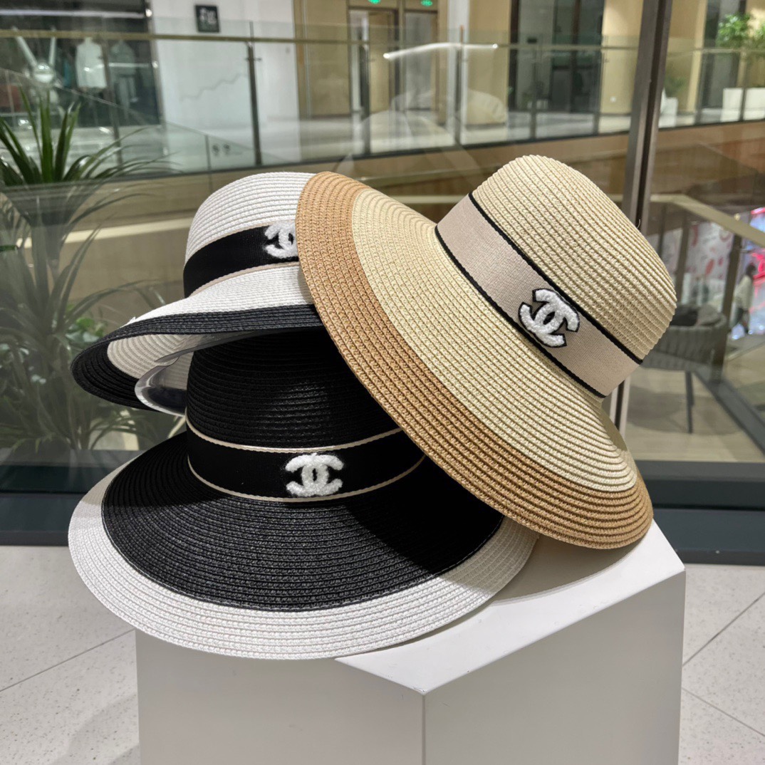 NO:194102,Chanel Chanel straw hat, color block sun hat, light luxury top hat, lightweight breathable and versatile, head circumference 57cm hat, fisherman hat, baseball hat, knit hat, hat, chanel, chanel, espadrilles, hats19860909Chanel香奈儿草帽,拼色遮阳帽,轻奢礼帽,轻盈透气百搭,头围57cm帽子渔夫帽棒球帽针织帽,帽子,chanel,chanel,espadrilles,hats,hat