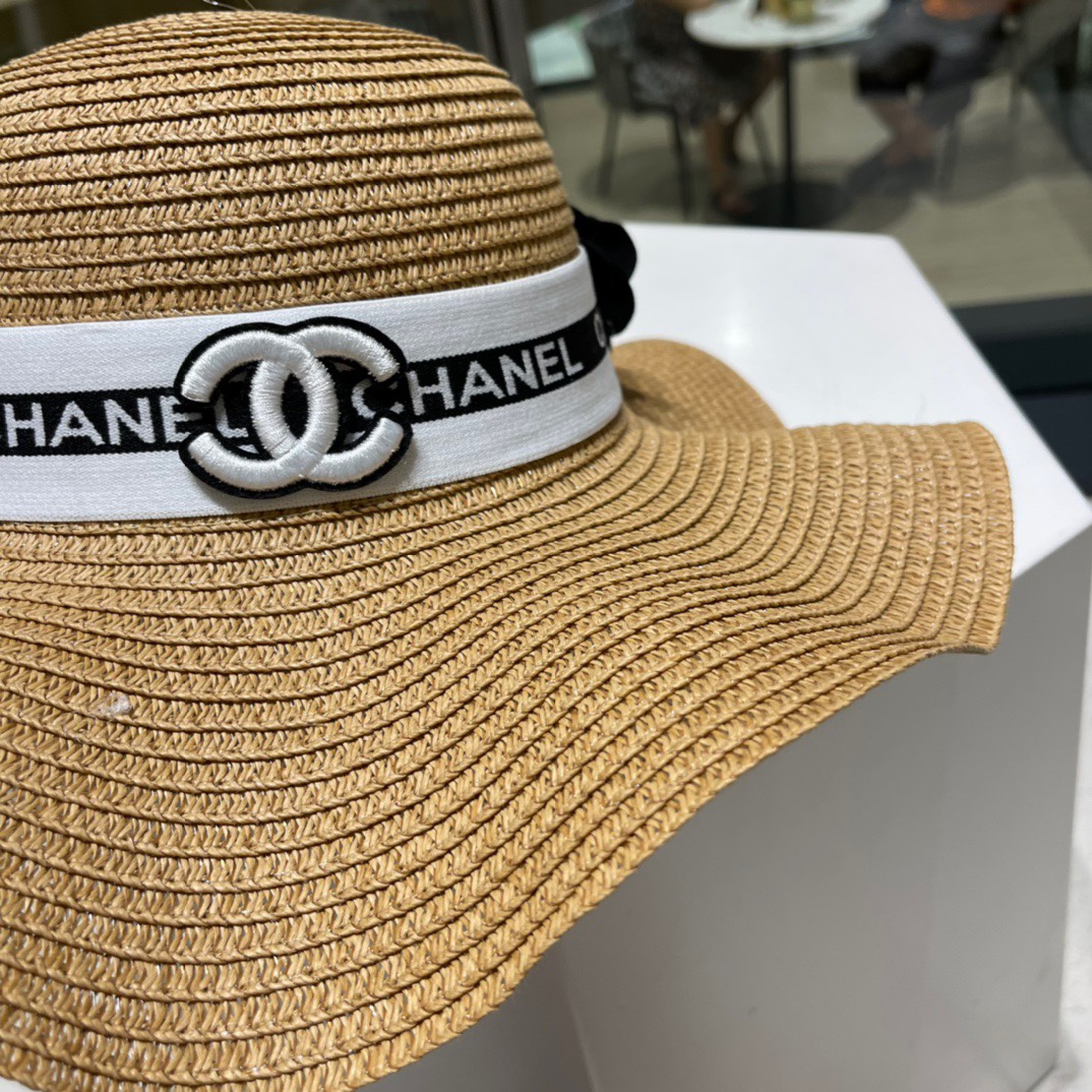 Chanel香奈儿2023新款草编山茶花编织盆帽草帽度假休闲必备优雅大方的一款