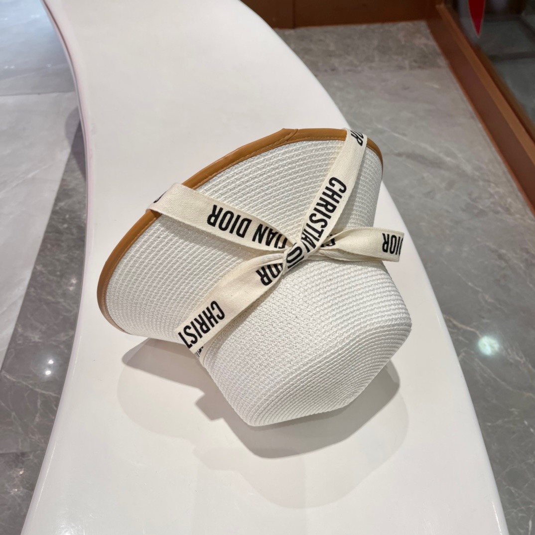 【DIOR迪奥】2023的新款草编遮阳草帽盆帽🤩沙滩风，简约大方，百搭单品～出街首选，新款帽型超美腻，新