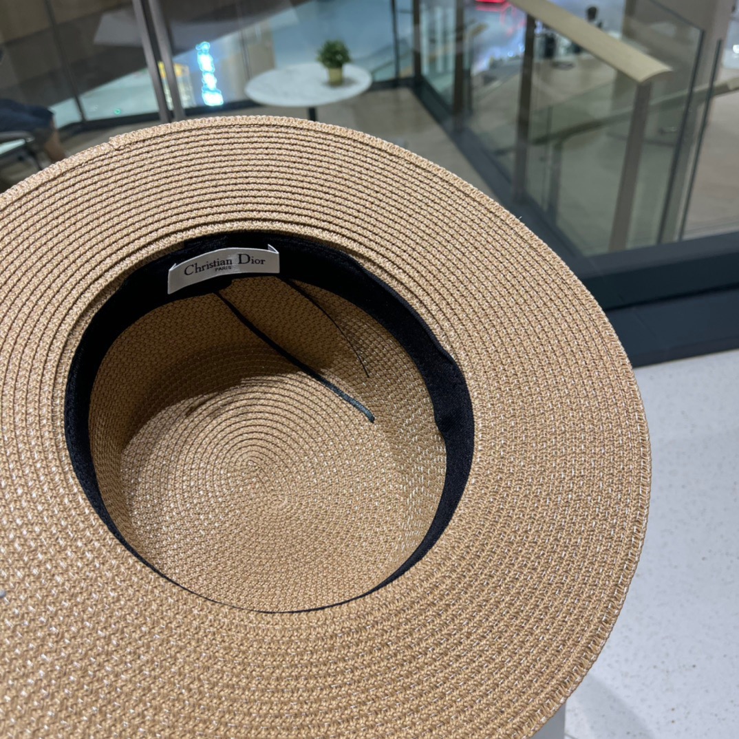  Dior迪奥新款草帽，平顶桶帽，黑白 米卡其头围57cm