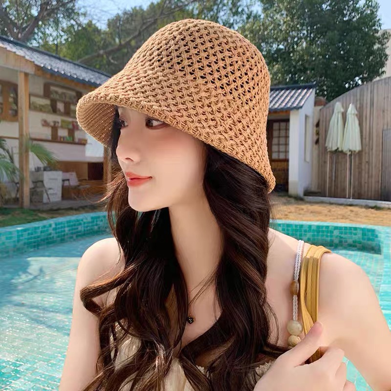【Chanel香奈儿】2024 nueva temporada de primavera sombrero de pescador estilo Chanel con patrón de rombos calados, doble cap…
