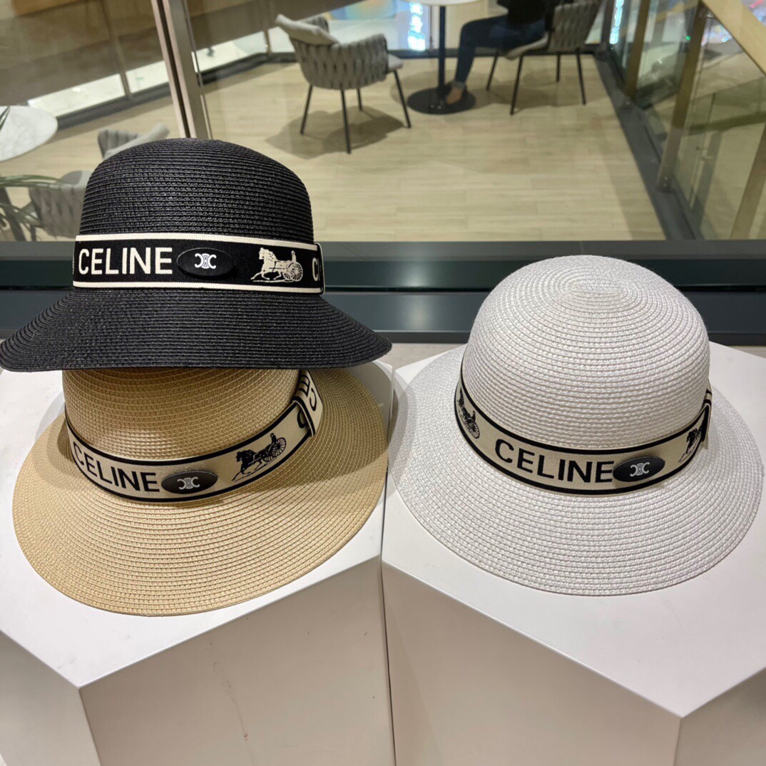 Sombrero de paja tipo gorra de béisbol Celine, sombrero de playa para el sol, con cinta de raso, plegable, circunferenc…