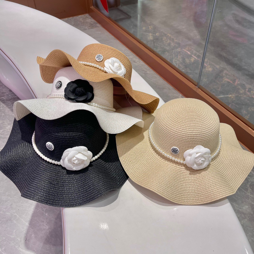Chanel Chanel 2023 nuevo estilo sombrero de paja, sombrero de sol, sombrero de playa para protección solar, accesorio d…