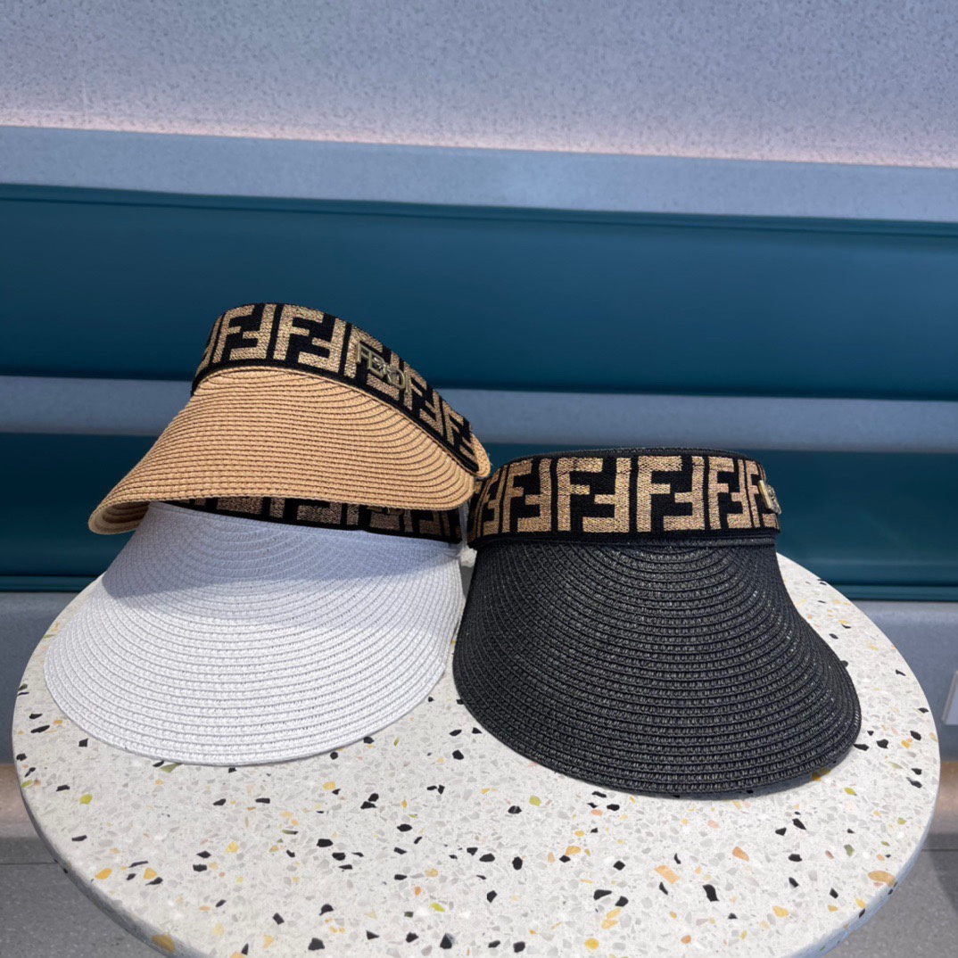 [Fendi] 2024 modelo popular de sombrero sin parte superior de paja combinada, el estilo de sombrero más popular este añ…