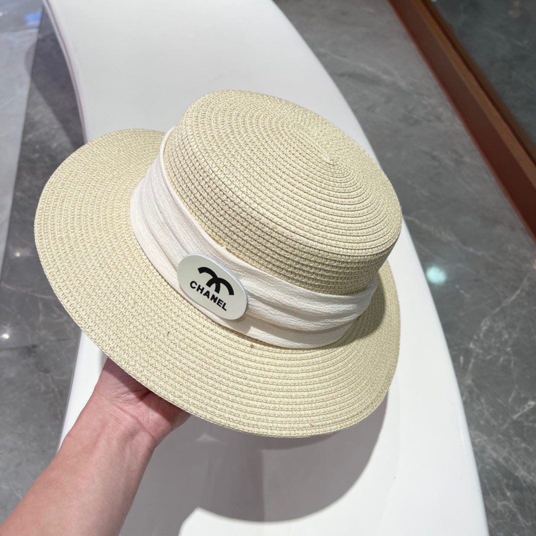Chanel香奈儿2023的新款草编遮阳草帽盆帽简约大方百搭单品出街首选