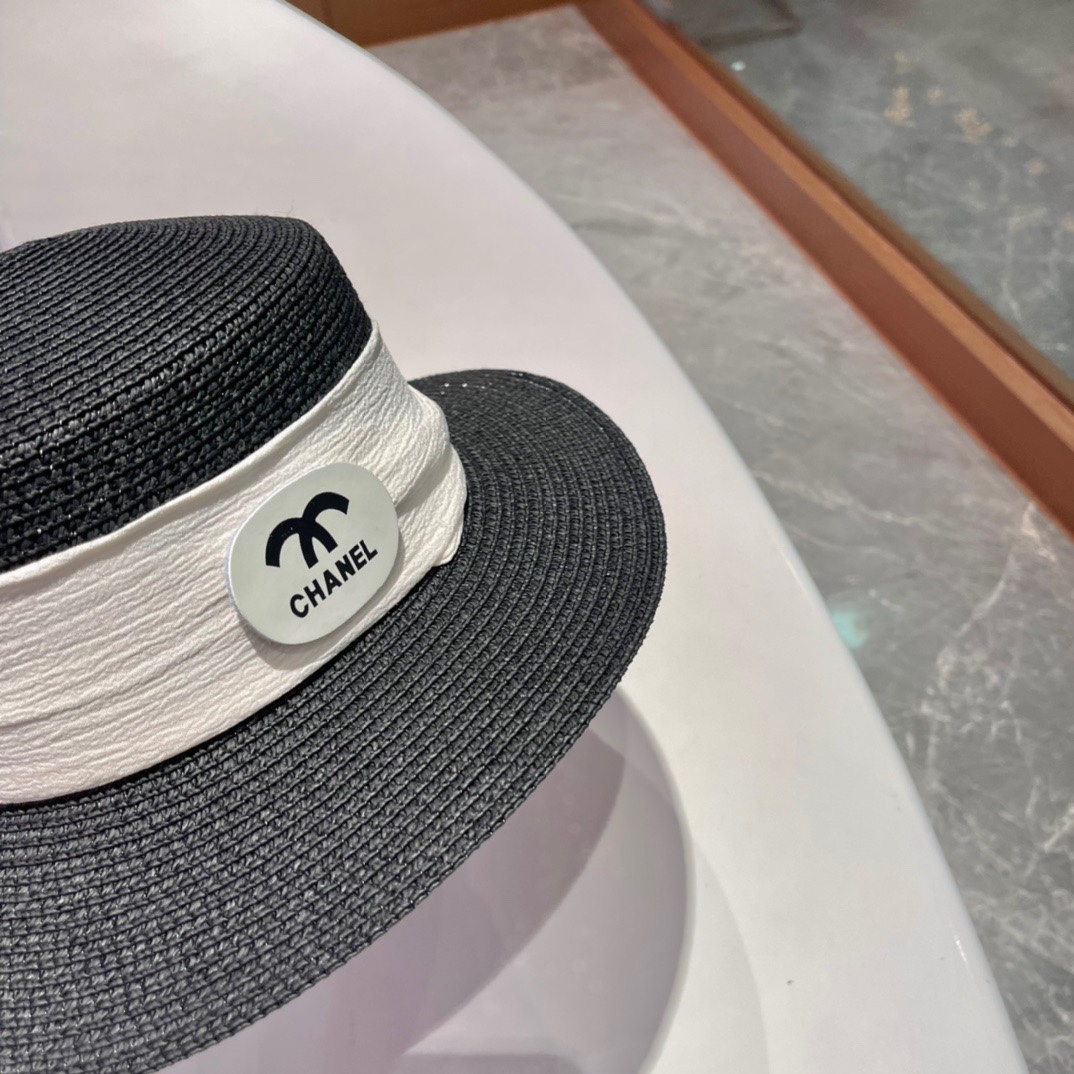Chanel香奈儿2023的新款草编遮阳草帽盆帽简约大方百搭单品出街首选