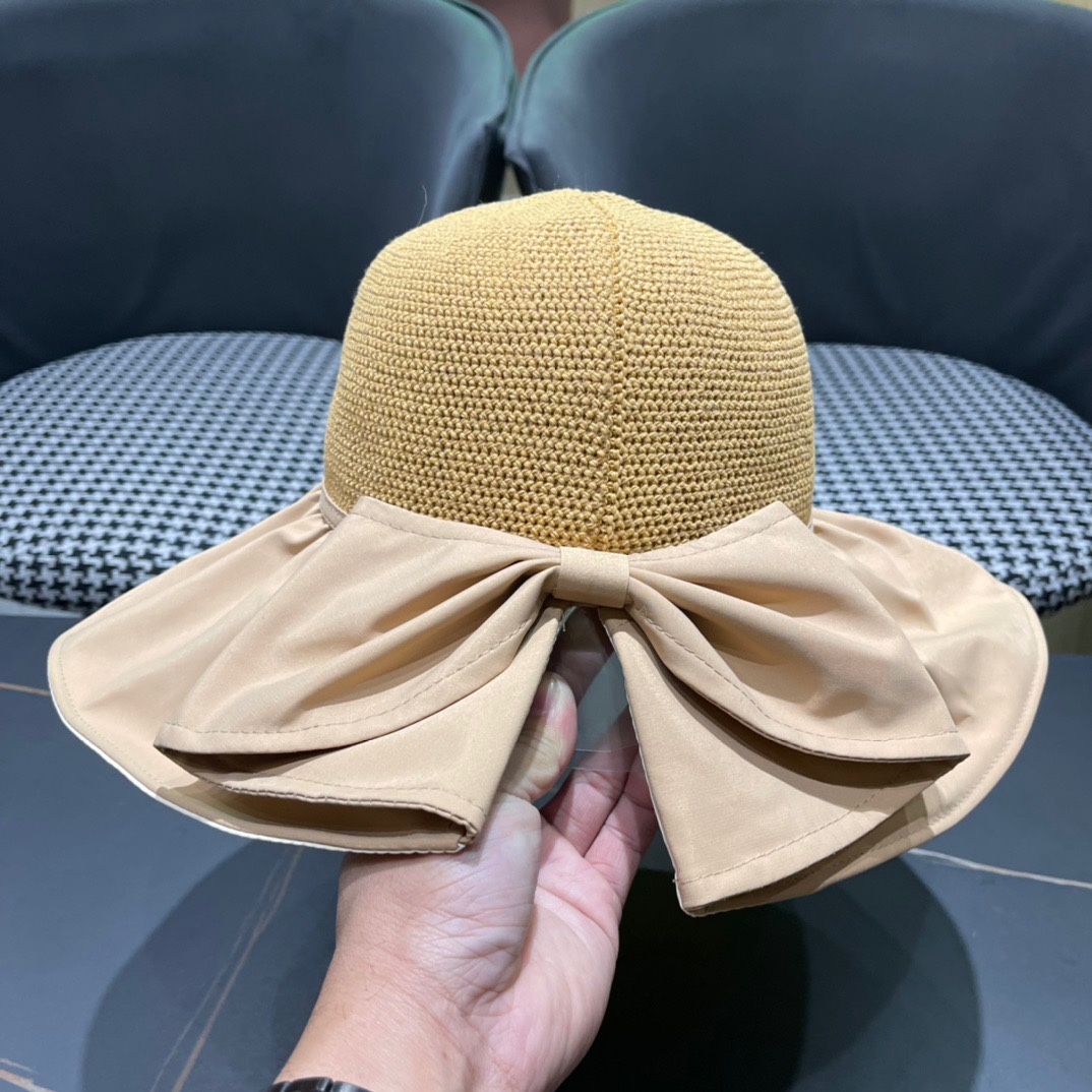 香奈儿Chanel大帽檐拼色遮阳帽子女夏季渔夫帽薄款防晒防紫外线太阳帽