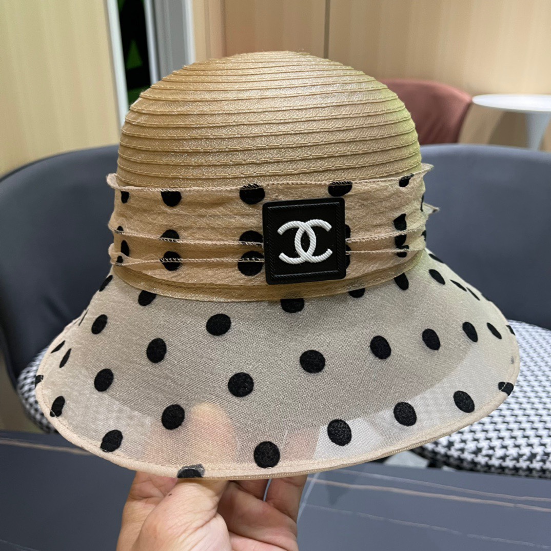 Chanel2024新款香奈儿太阳帽遮阳沙滩帽头围57cm