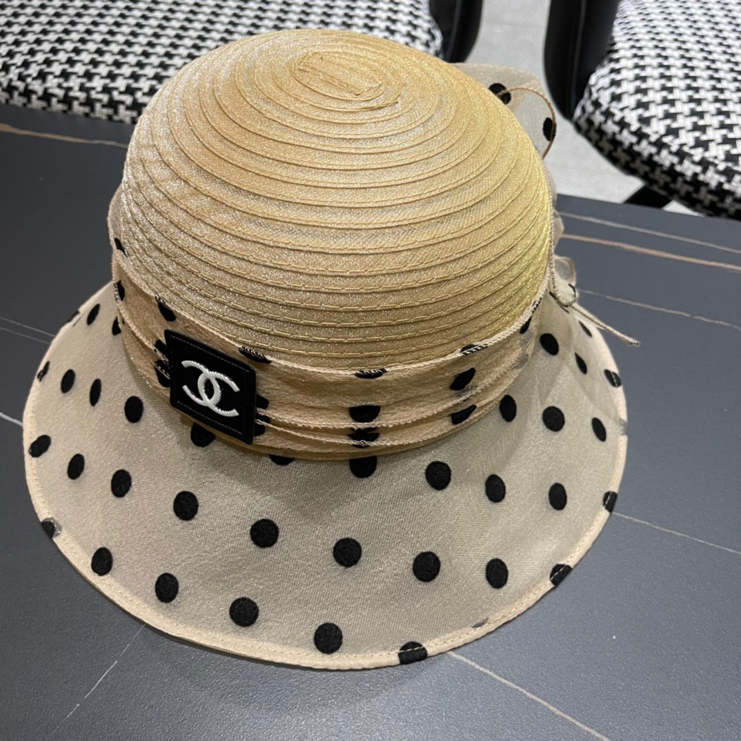 Chanel2024新款香奈儿太阳帽遮阳沙滩帽头围57cm