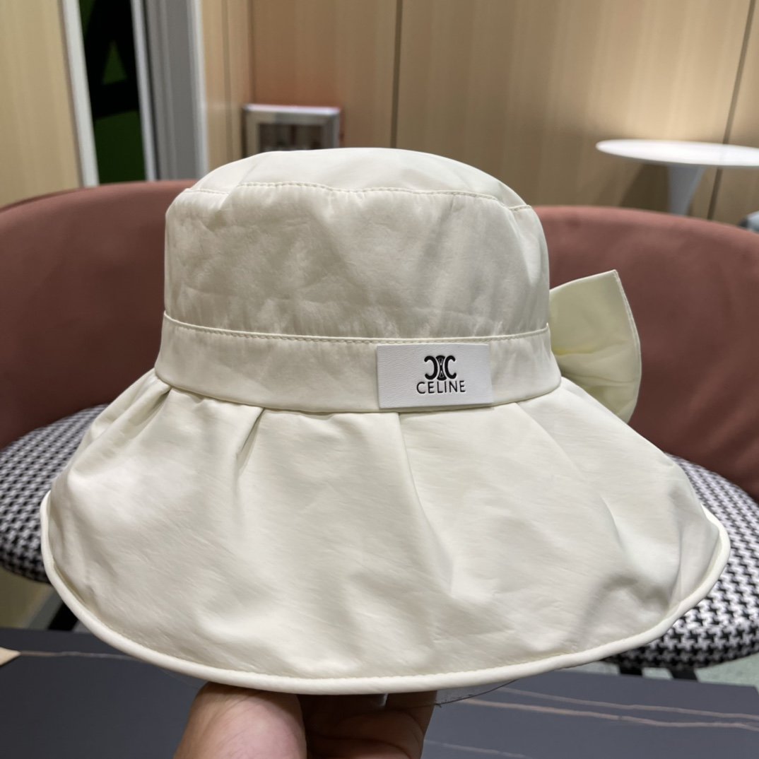 CELINE赛琳2024春夏款遮阳蝴蝶结渔夫帽更有质感的一款