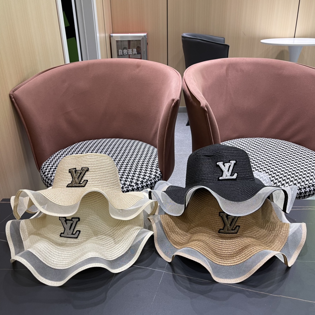 Sombrero de paja LV路易威登, nuevo estilo 2024 imprescindible para muchos amantes de la moda, tejido de paja fina, ideal pa…