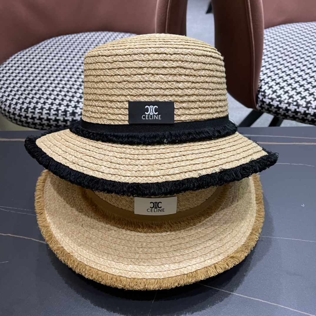 Sombrero de paja de Celine 2024 nueva primavera, alta costura, mucho stock, imprescindible para salir, sombreros: sombr…