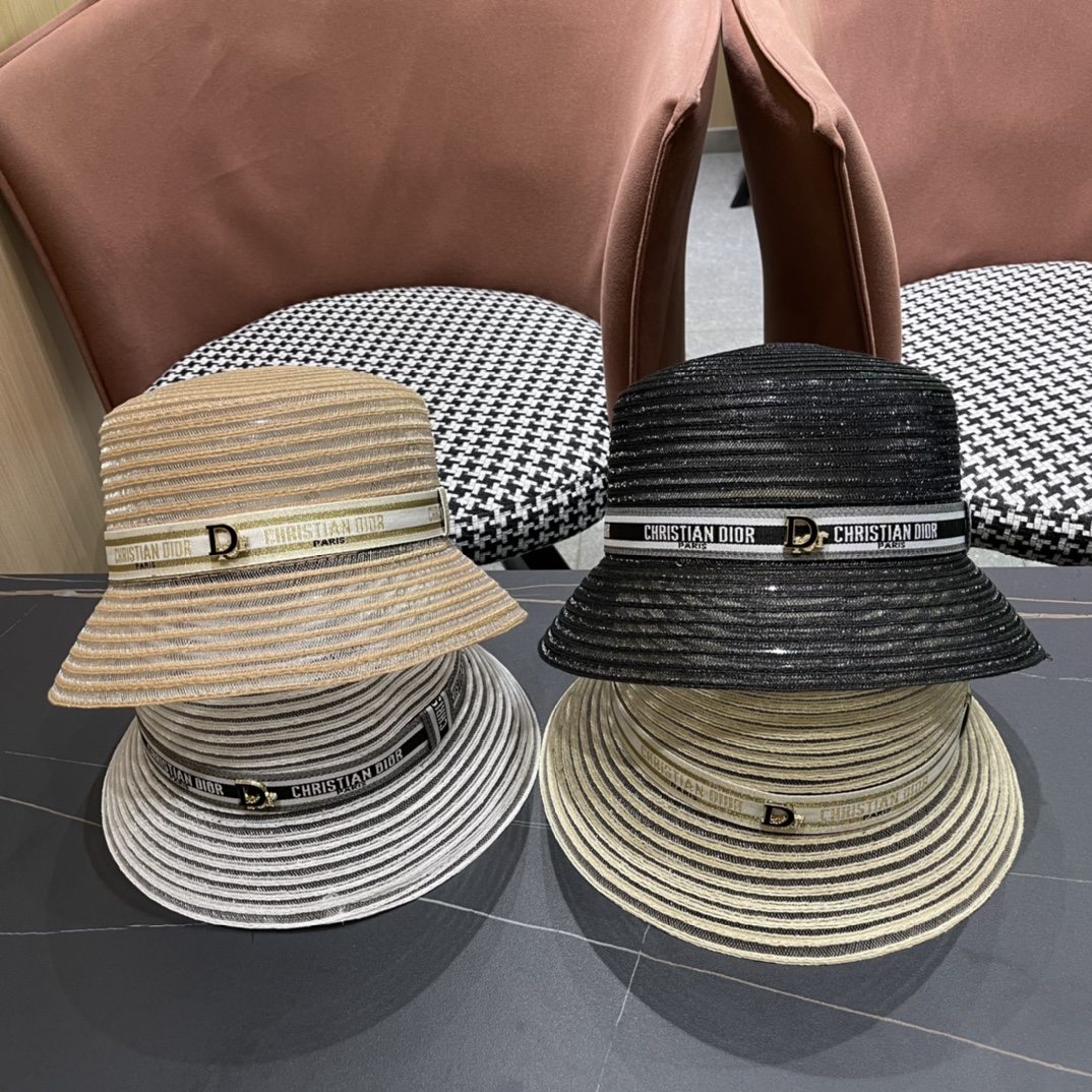 Sombrero de paja DIOR❤️ nuevo 2024[corazón][corazón] con detalles finos, simple y elegante, accesorio versátil～primera …