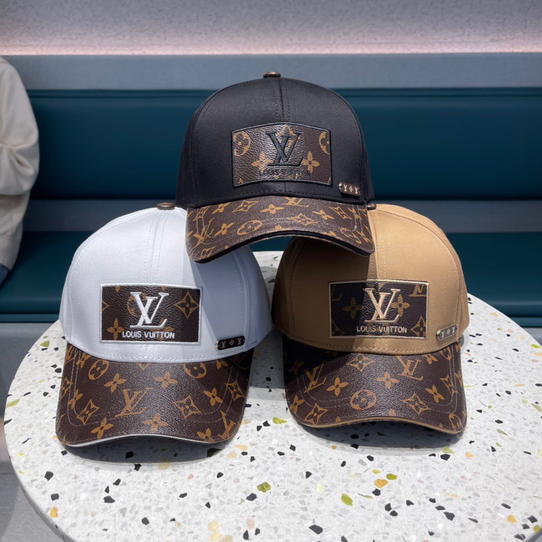 LV经典原单棒球帽， LV真皮压花1:1开模订制，原版头层牛皮，轻盈透气！质量超赞，帽子渔夫帽棒球帽针织帽