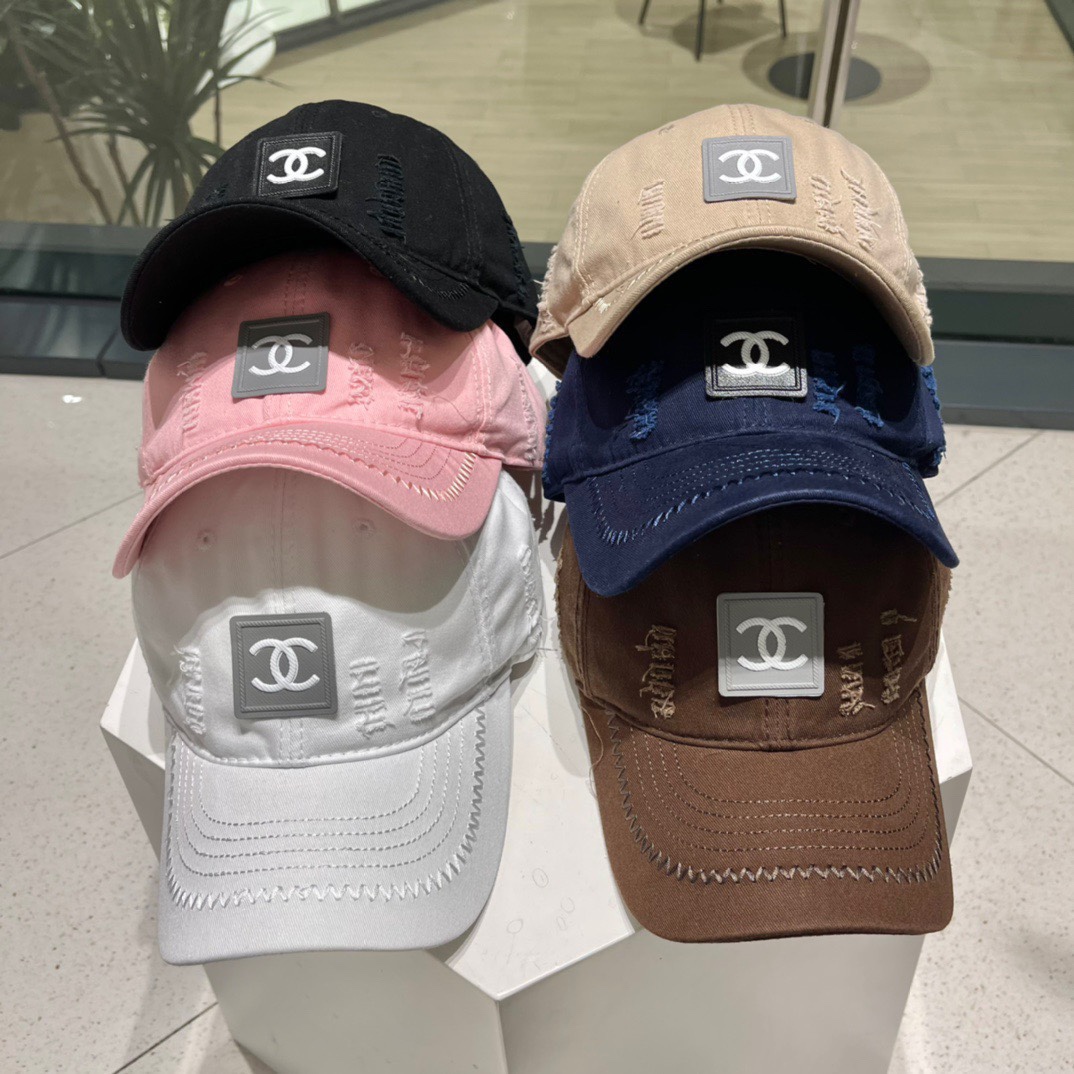 NO:196659,Chanel's new ripped street style cotton baseball cap, personalized and fashionable style, embroidered letters, 