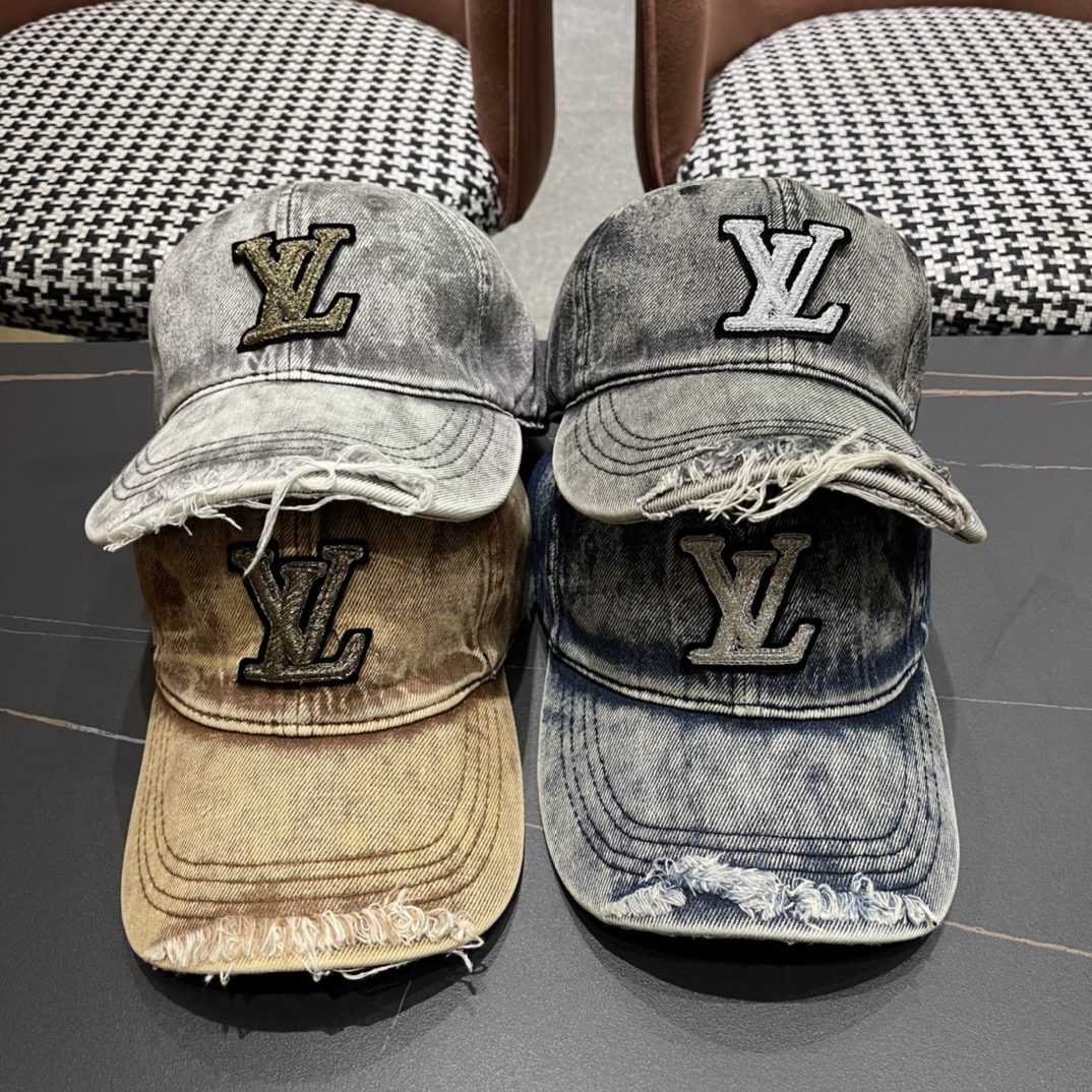 Nuevo modelo LV (Louis Vuitton) Gorra de béisbol de mezclilla de excelente calidad, circunferencia base de 56 cm, ajust…