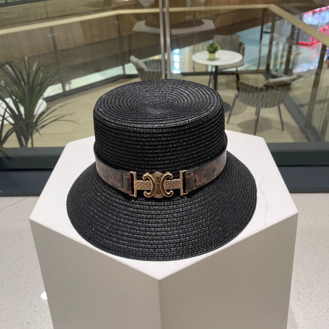  赛琳】2023的新款草编遮阳草帽盆帽🤩沙滩风，简约大方，百搭单品～出街首选，新款帽型超美腻，新品上架