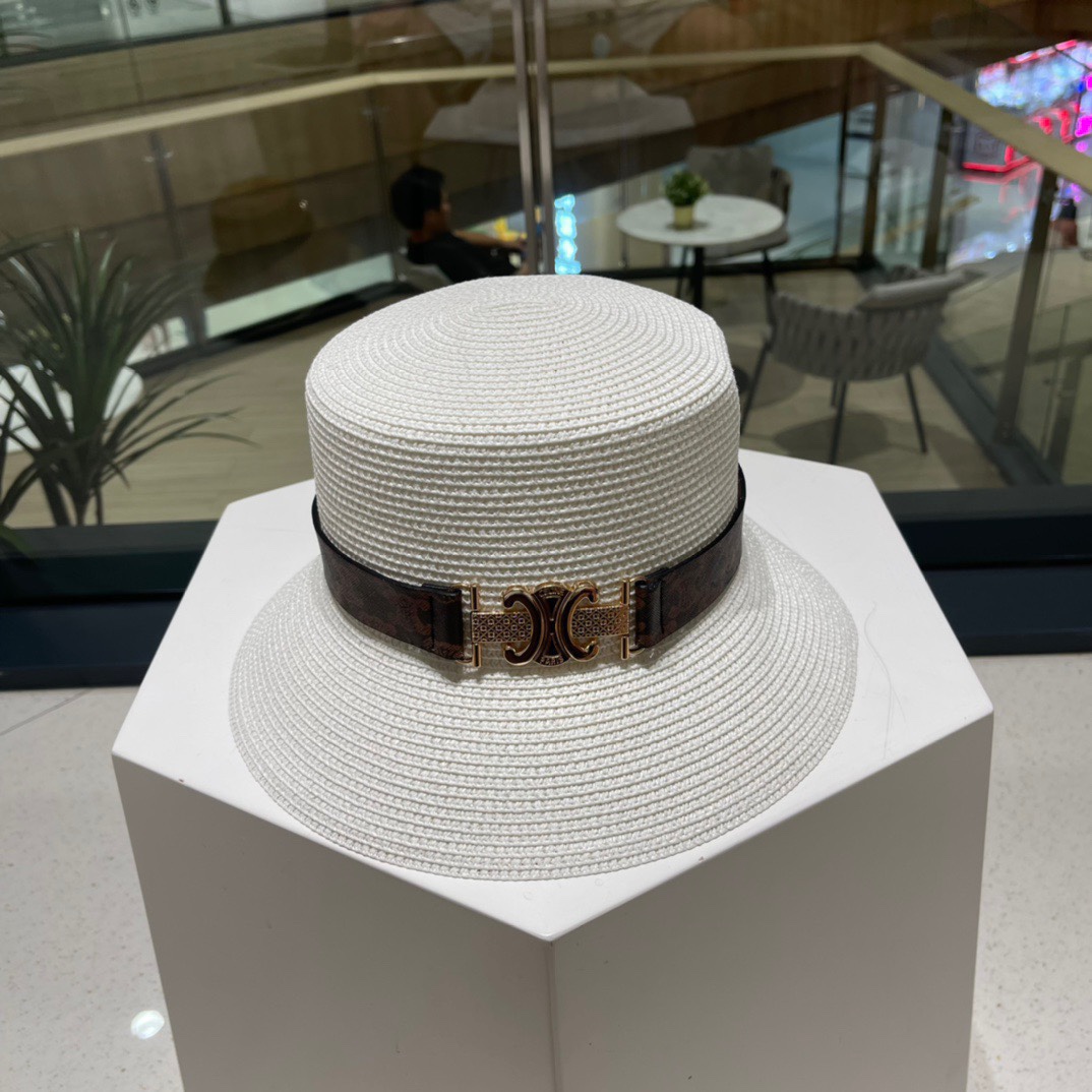  赛琳】2023的新款草编遮阳草帽盆帽🤩沙滩风，简约大方，百搭单品～出街首选，新款帽型超美腻，新品上架