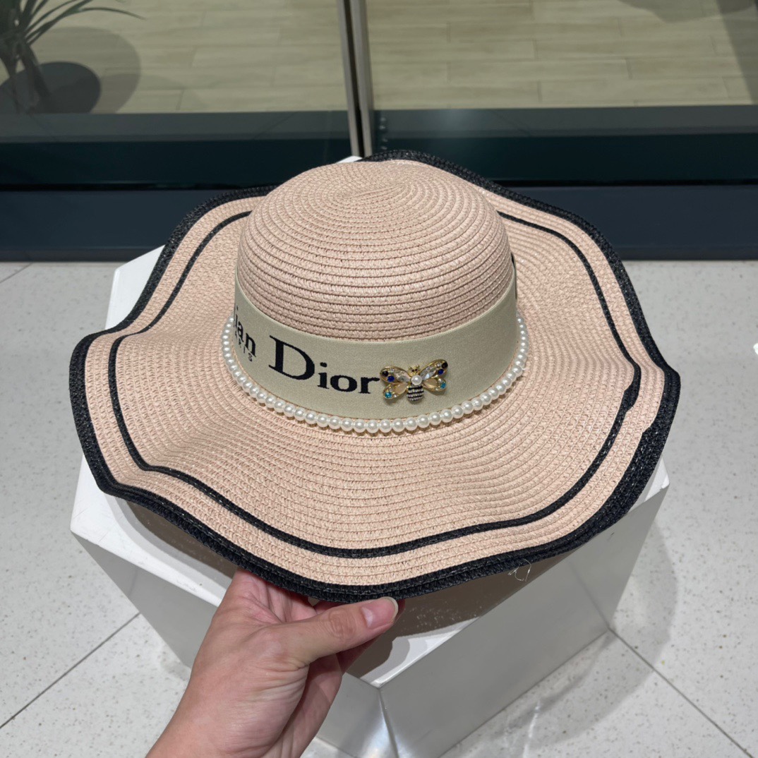 Dior迪奥新款荷叶边草帽