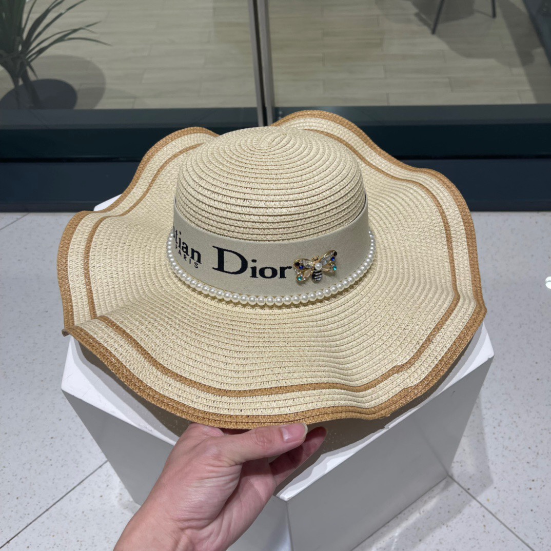 Dior迪奥新款荷叶边草帽