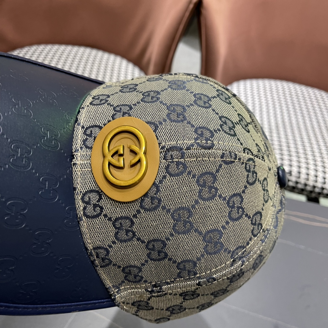  Gucci(古奇)春夏新款原单棒球帽， 11开模订制，原版帆布料+头层牛皮，代购热门，男女可用百搭款，