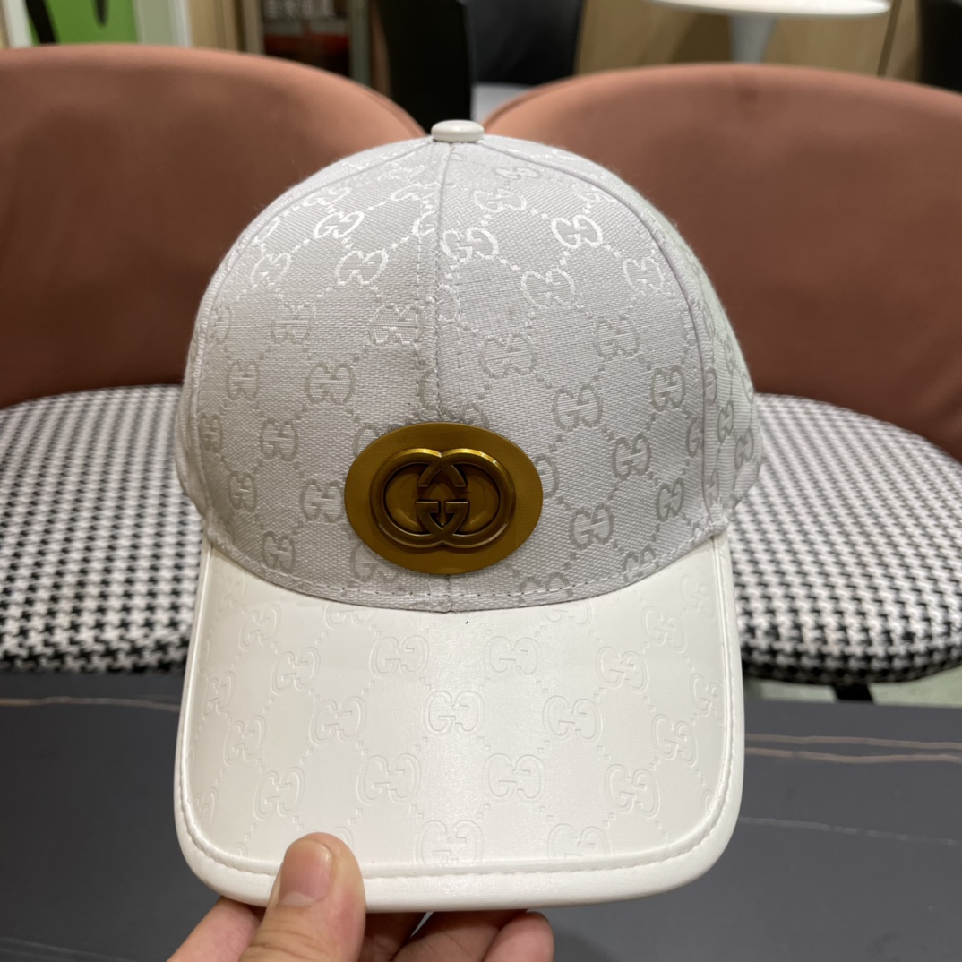  Gucci(古奇)春夏新款原单棒球帽， 11开模订制，原版帆布料+头层牛皮，代购热门，男女可用百搭款，