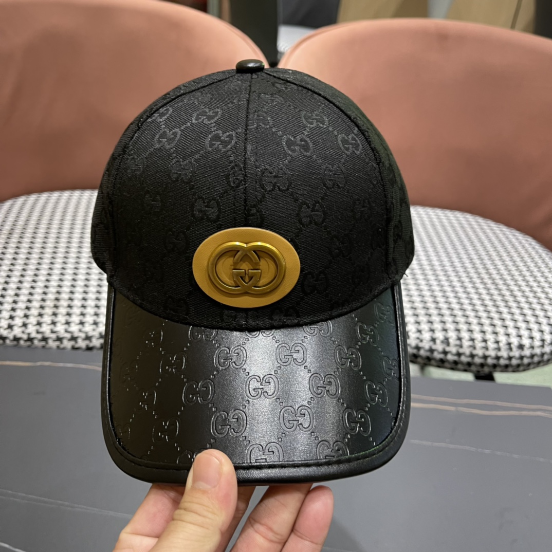  Gucci(古奇)春夏新款原单棒球帽， 11开模订制，原版帆布料+头层牛皮，代购热门，男女可用百搭款，