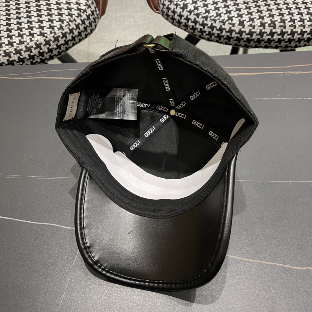  Gucci(古奇)春夏新款原单棒球帽， 11开模订制，原版帆布料+头层牛皮，代购热门，男女可用百搭款，
