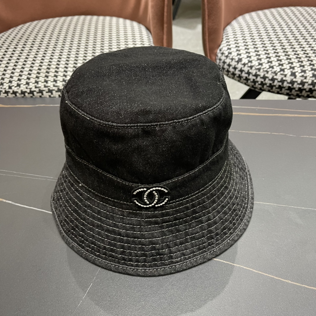 【Chanel香奈儿】2024夏新款牛仔遮阳渔夫帽🌈 浪漫沙滩款！出街必备