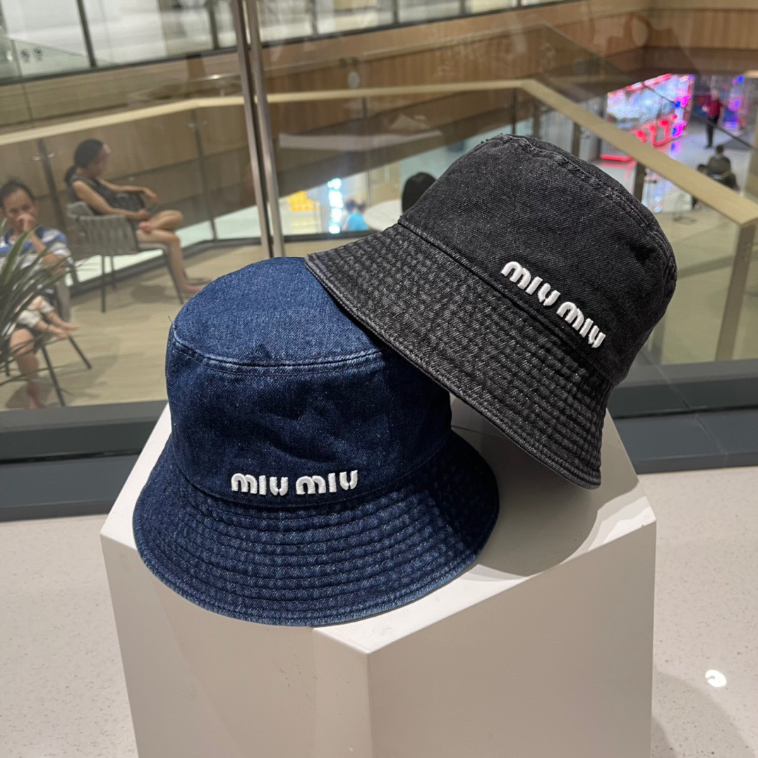 miumiu缪缪夏季新款渔夫帽牛仔面料简单百搭头围59cm