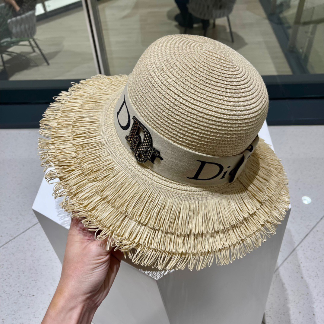 迪奥Dior2024新款草帽有质感的单品须边设计上脸真的超赞不挑脸型遮阳渔夫帽型