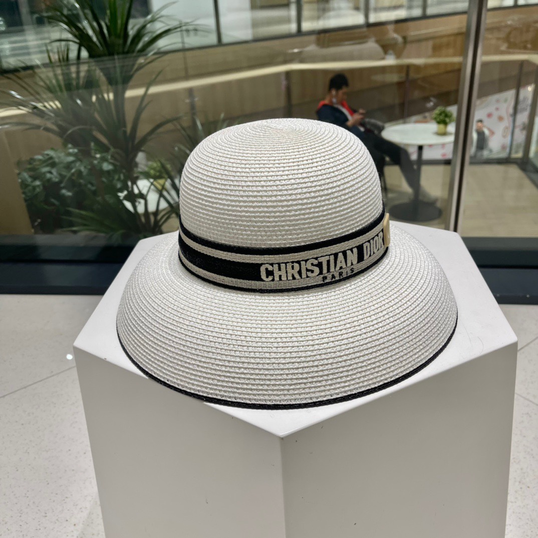 【DIOR迪奥】早春新款韩版休闲大帽檐草编遮阳草帽🤩沙滩风，简约大方，百搭单品～出街首选，新款帽型超美腻