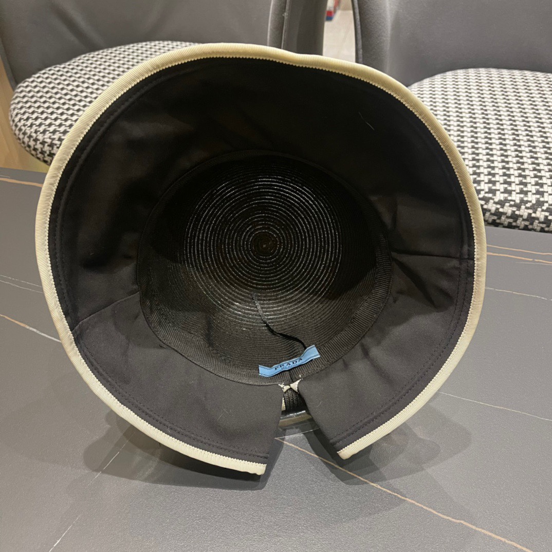 【PRADA普拉达】2023新款蝴蝶结沙滩帽，度假休闲必备，优雅大方的一款