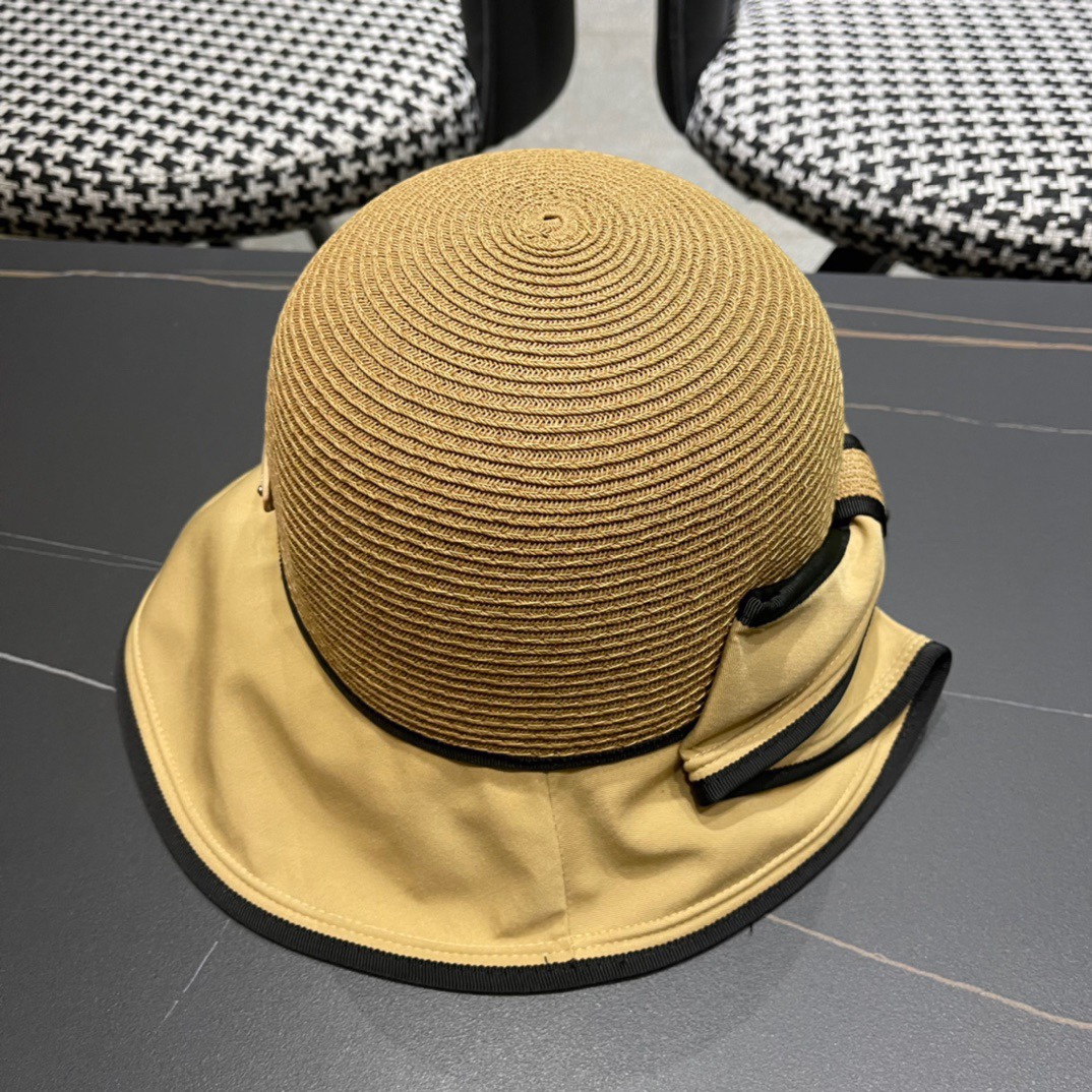 【PRADA普拉达】2023新款蝴蝶结沙滩帽，度假休闲必备，优雅大方的一款