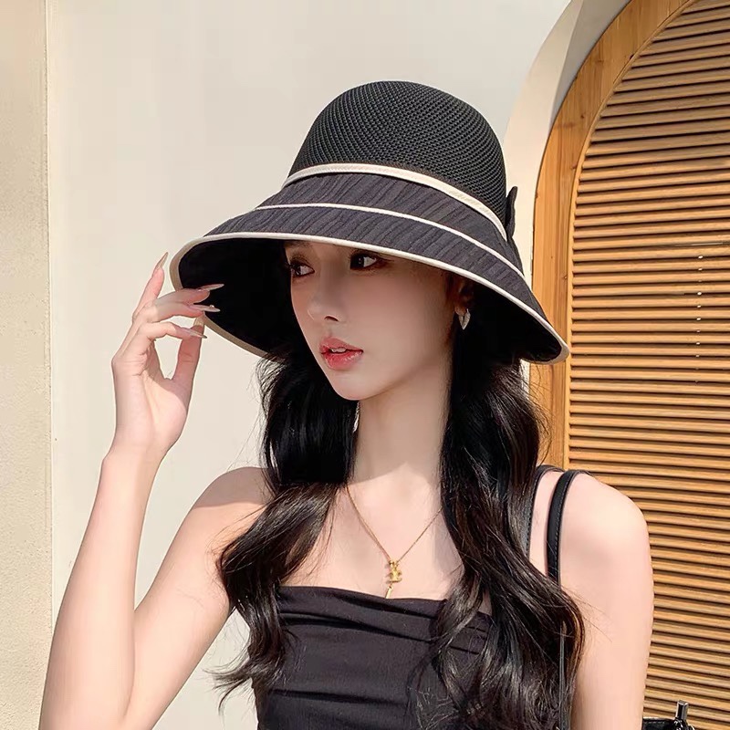  GUCCI古奇 新款韩版百搭遮脸防晒帽户外防紫外线蝴蝶结夫帽