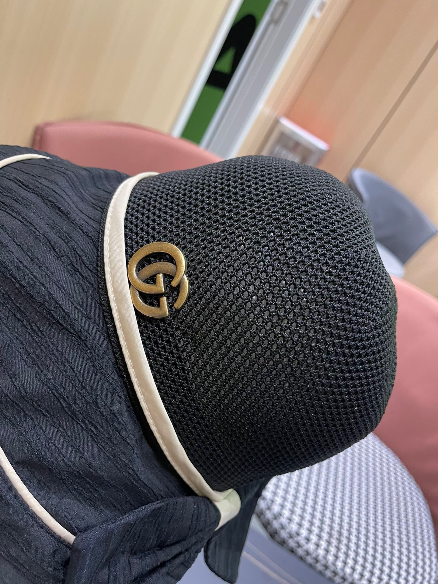  GUCCI古奇 新款韩版百搭遮脸防晒帽户外防紫外线蝴蝶结夫帽