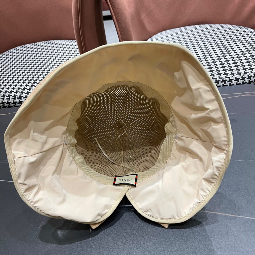  GUCCI古奇 新款韩版百搭遮脸防晒帽户外防紫外线蝴蝶结夫帽