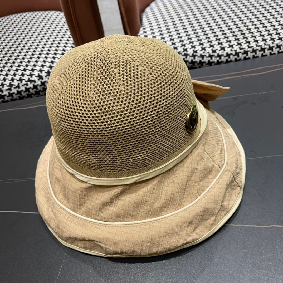  GUCCI古奇 新款韩版百搭遮脸防晒帽户外防紫外线蝴蝶结夫帽