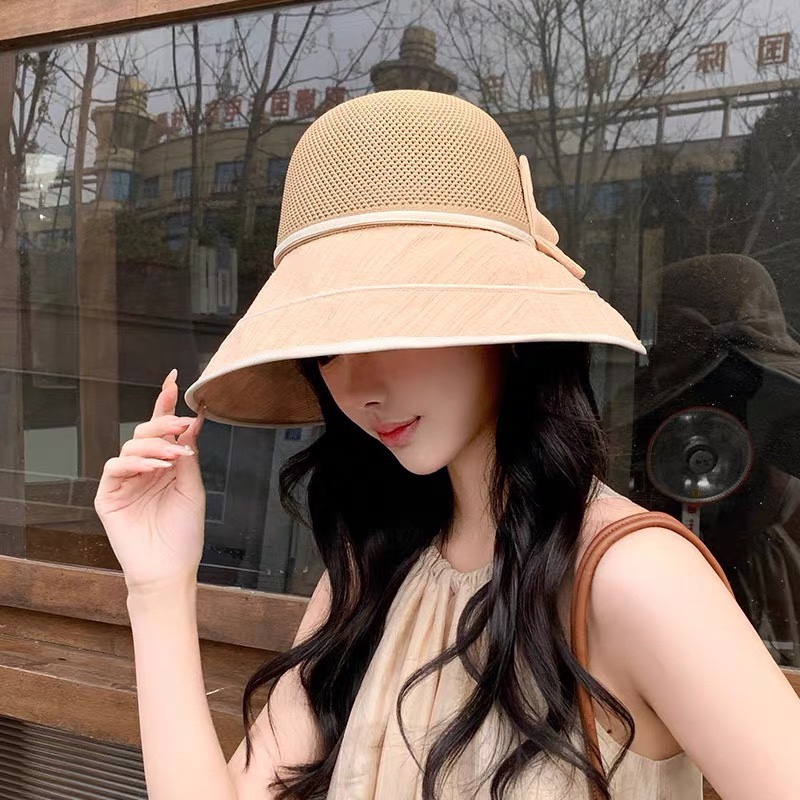  GUCCI古奇 新款韩版百搭遮脸防晒帽户外防紫外线蝴蝶结夫帽