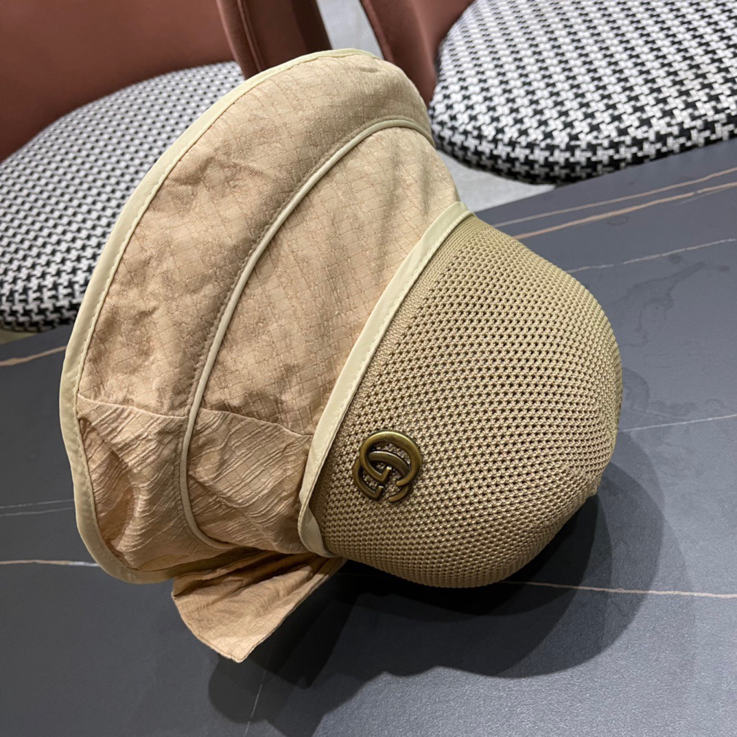  GUCCI古奇 新款韩版百搭遮脸防晒帽户外防紫外线蝴蝶结夫帽