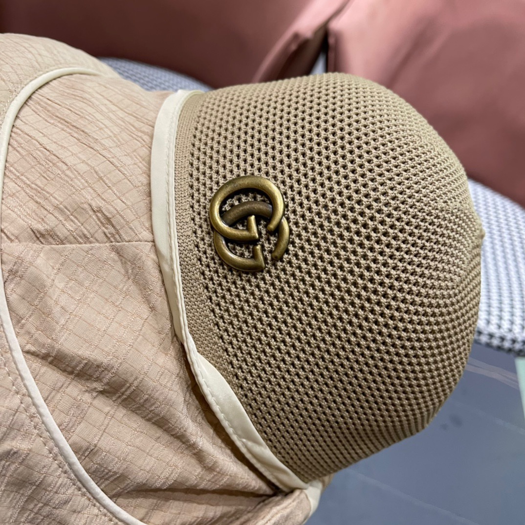  GUCCI古奇 新款韩版百搭遮脸防晒帽户外防紫外线蝴蝶结夫帽