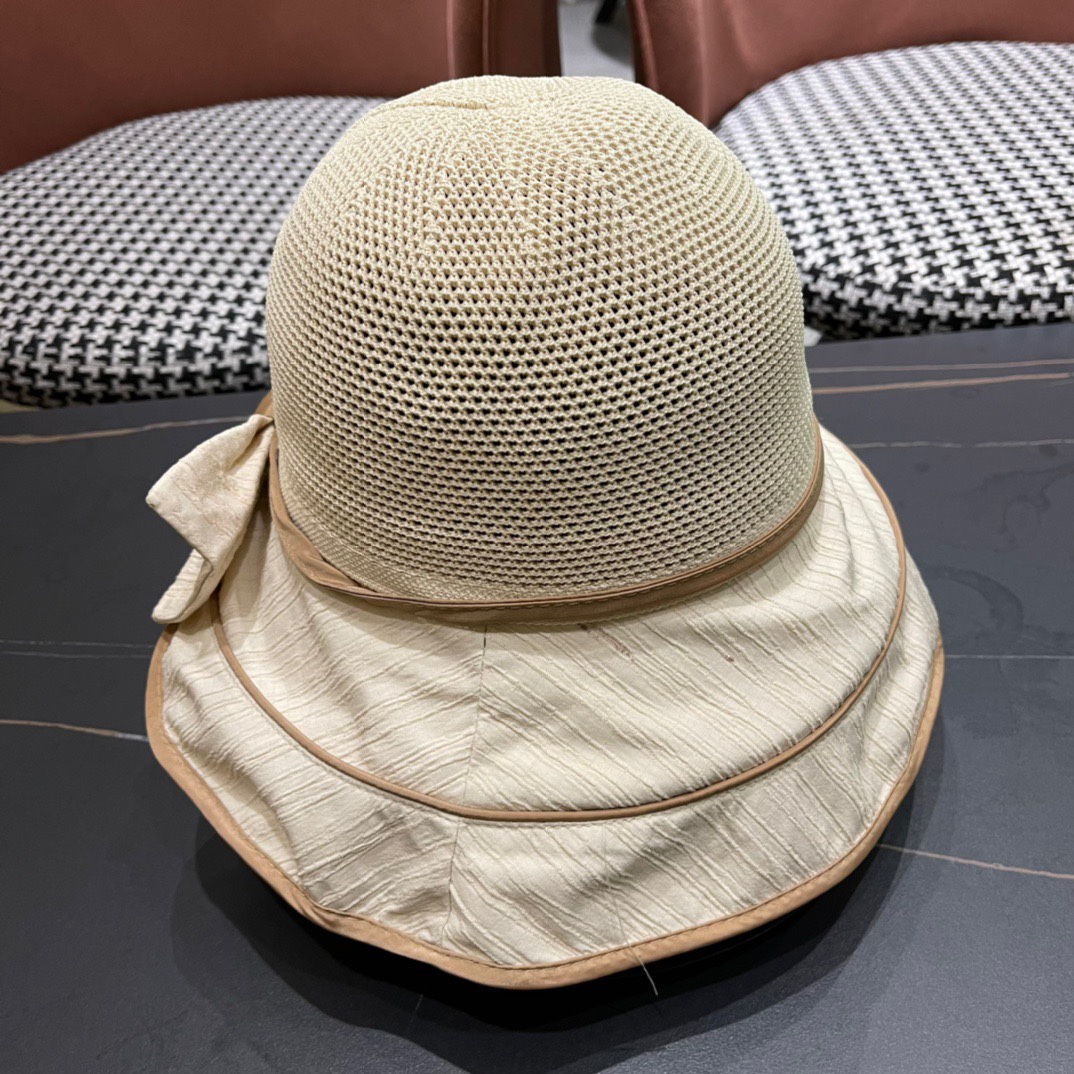  GUCCI古奇 新款韩版百搭遮脸防晒帽户外防紫外线蝴蝶结夫帽