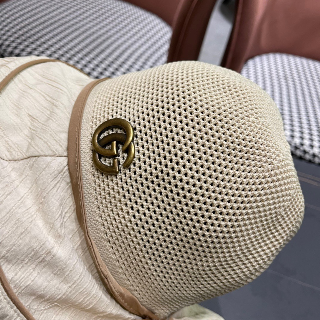  GUCCI古奇 新款韩版百搭遮脸防晒帽户外防紫外线蝴蝶结夫帽