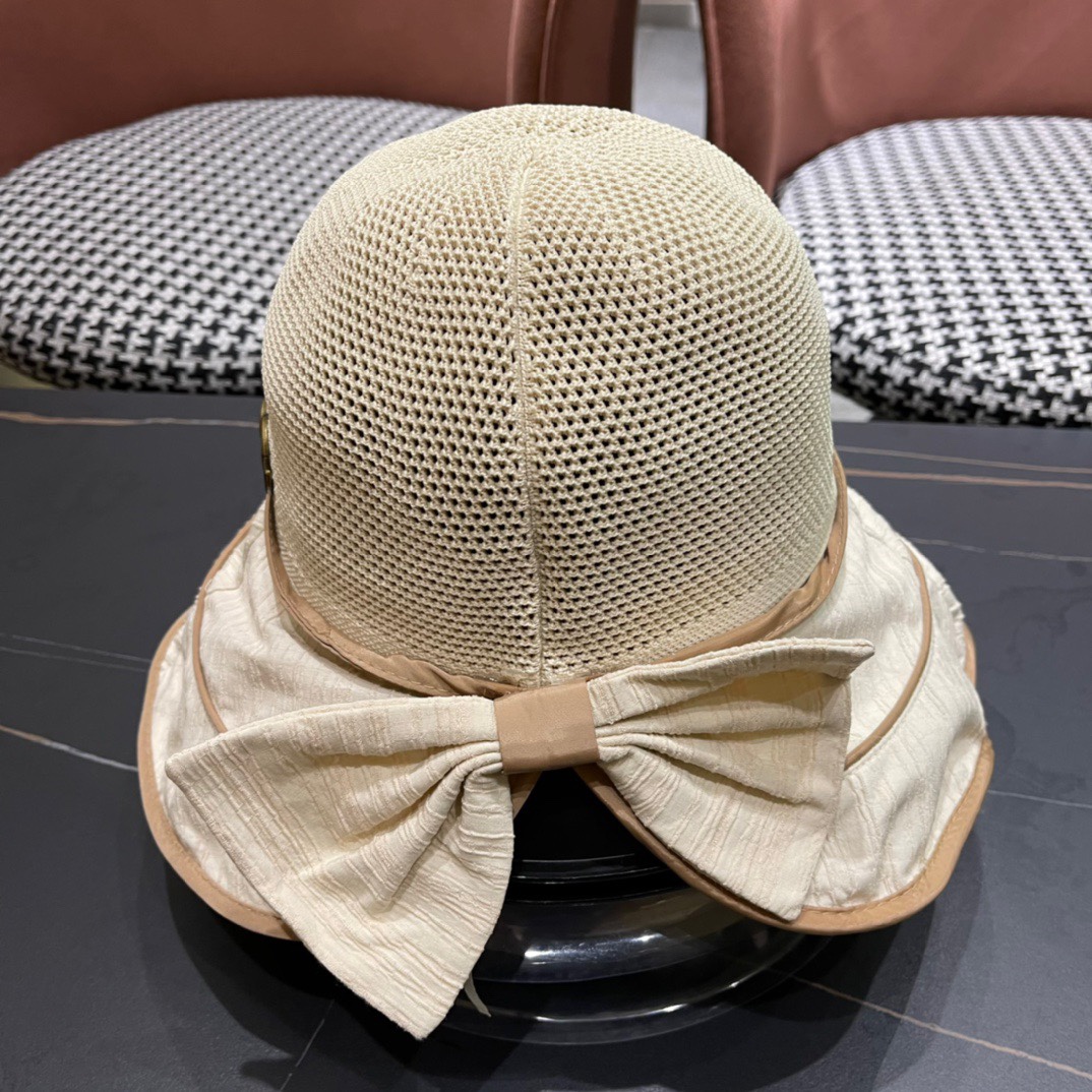  GUCCI古奇 新款韩版百搭遮脸防晒帽户外防紫外线蝴蝶结夫帽