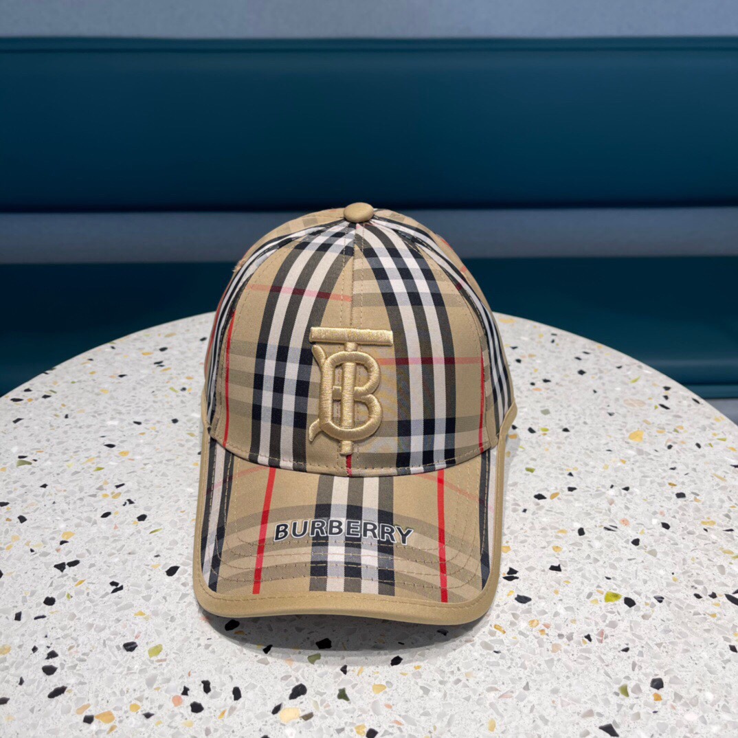 Gorra de béisbol bordada original de la tienda oficial de Burberry 2024, estilo retro de cuadros, accesorio d…
