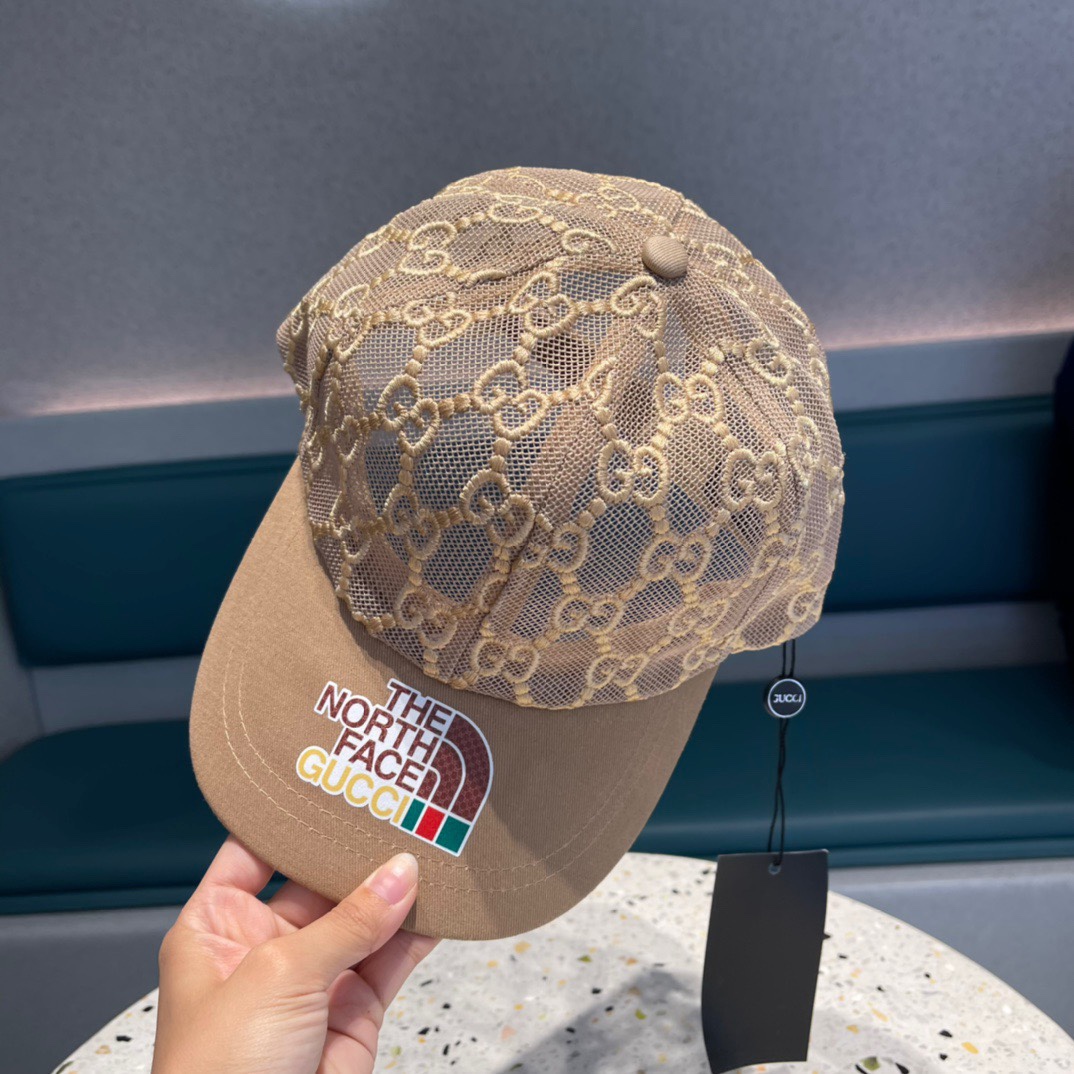  古奇GUCCI  春夏款网纱拼接原单棒球帽 GG满logo提花面料 爆款单品
